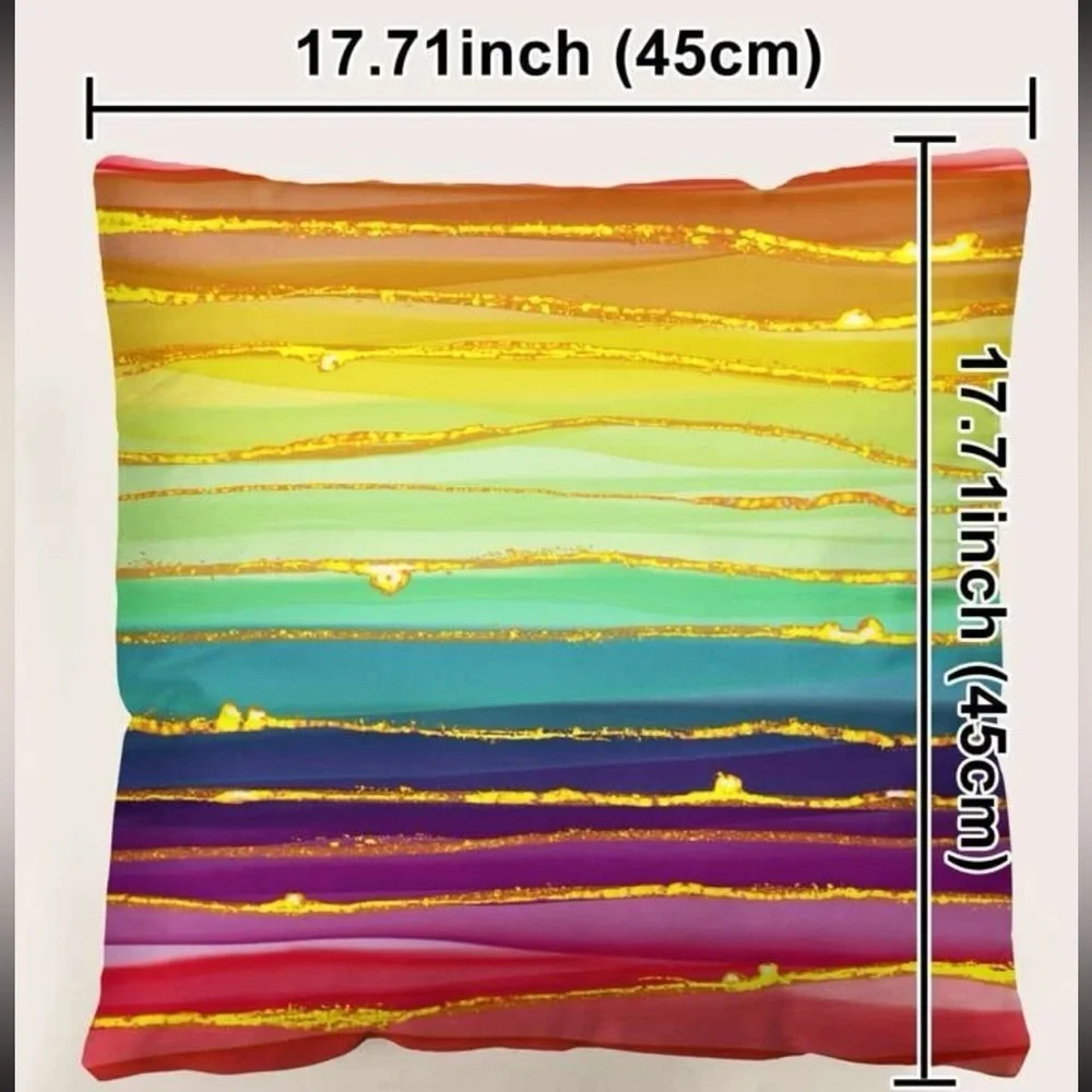 Rainbow Stripe Pattern Pillow Case Cover Decorative Toss Pillow